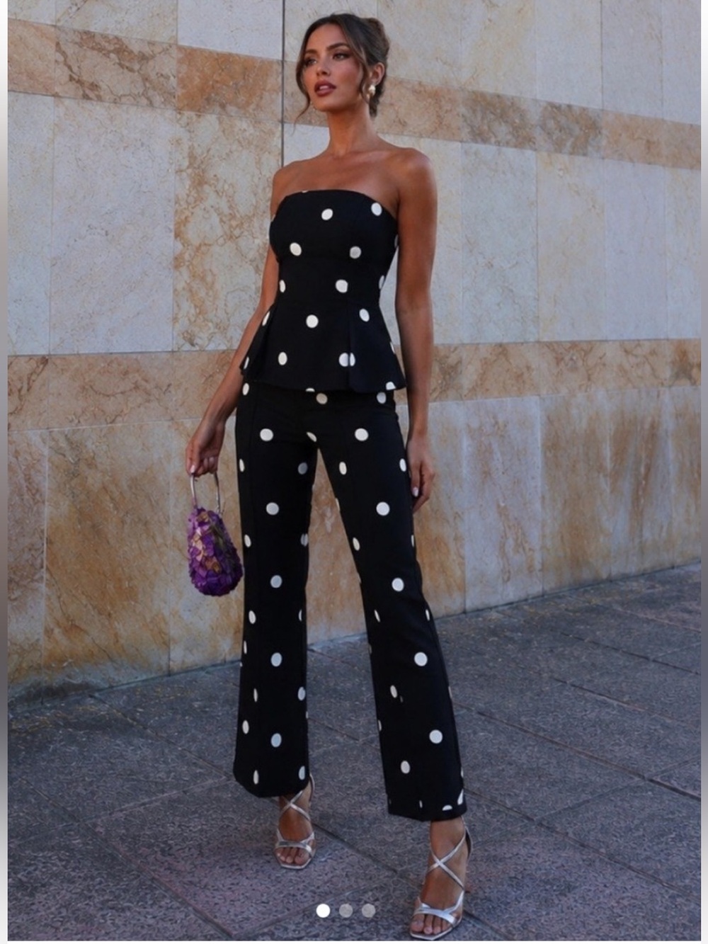 Zara Black Strapless Polka Dot Jumpsuit